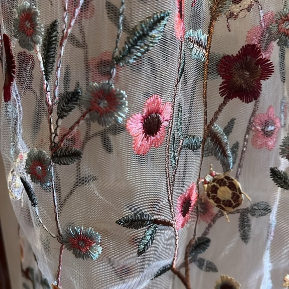 NWT-vivid-3X-embroidered flowers & ladybugs,mesh, kimono cardigan/swim cover-up. - Picture 4 of 14